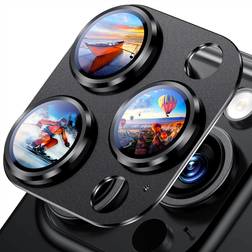 Uyiton Uyiton Compatible with iPhone 16 Pro/iPhone 16 Pro Max Camera Lens Protector [Not Easy to Break][Strong Adsorption][Case-Friendly] Metal Tempered Glass Rear Camera Screen Cover Black Titanium